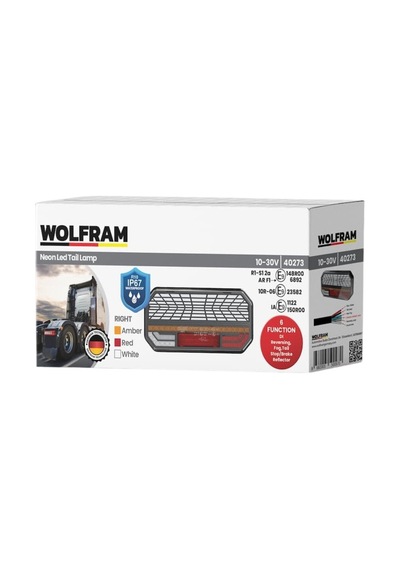 Wolfram 12v-30v Stop Lambası Ledli 6 Fonksiyonlu 235 110 Mm Sağ E9