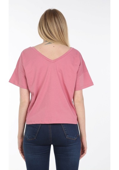 Neslice Kadın Oversize Çift Taraf V Yaka T-Shirt