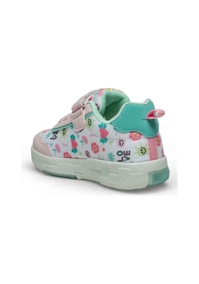 Desenli Işıklı Düz Taban-pedli Çocuk Sneaker Beyaz