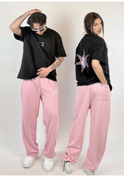 Zaee 2m Motive Taşlı Oversize T-shirt Pembe