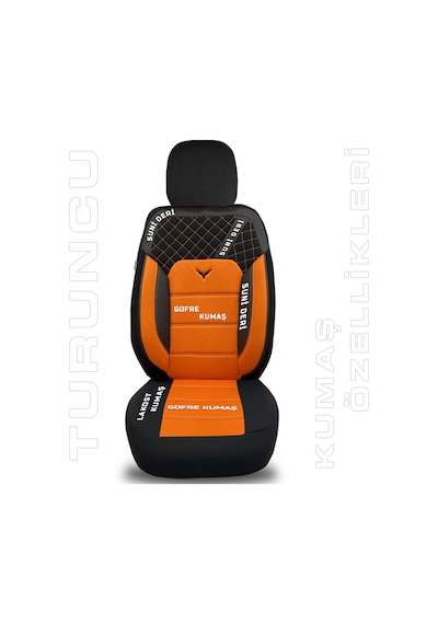 Minderland K1 - Dacia Duster İle Uyumlu Koltuk Kılıfı, Tam Takım/turuncu-siyah