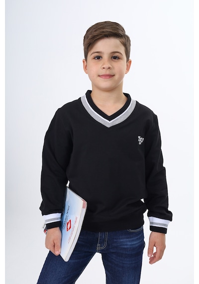 Toontoy Kids Toontoy Erkek Çocuk Okul Nakışlı Sweatshirt Siyah