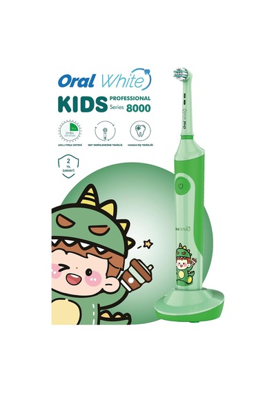 Professional Series 8000 Çocuklara Özel Şarjlı Diş Fırçası Yeşil Color Kids Yumuşak Başlık Diğer
