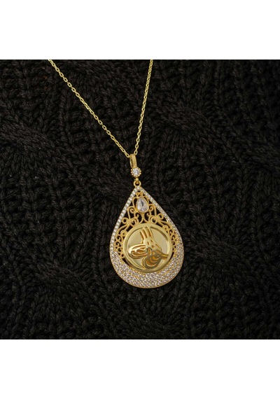 Casera's Gümüş Gold Kaplama Damla Tuğralı Kadın Kolye Csr2185613 Gümüş