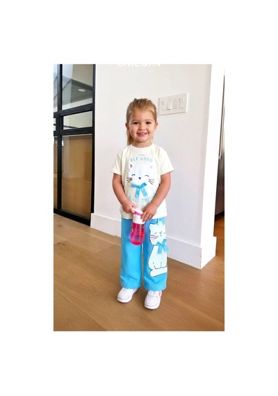 Poala Kids Cute Kitty Takım Turkuaz