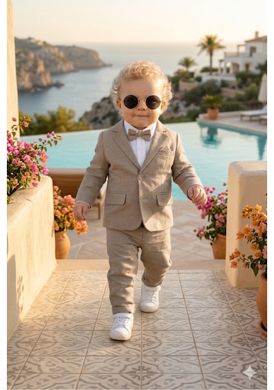 Baby Kids Colors Flamlı Keten Salaş Ceketli Takım Elbise/gömlek Pantolon Ceket Papyon Ay Grubu Zıbınlı Kahverengi Baby Kids Colors Flamlı Keten Salaş Ceketli Takım Elbise/gömlek Pantolon Ceket Papyon Ay Grubu Zıbınlı Kahverengi