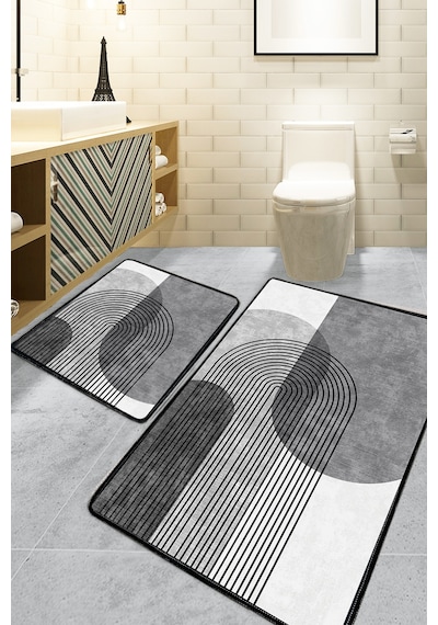 Lenia Gri 2'li Set Banyo Paspası Gri-ikili