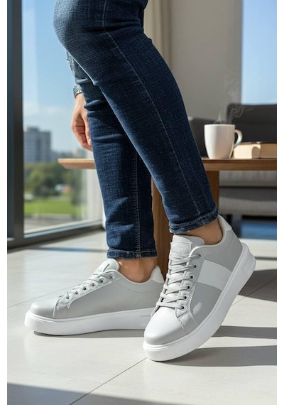 Legan Sneakers Bağcıklı Erkek Ayakkabı Buz-beyaz