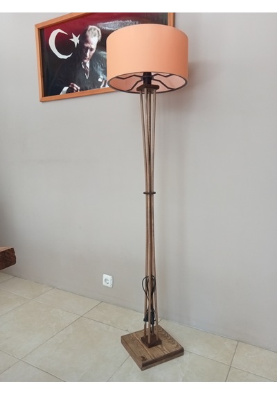 Balsa Dekor Ahşap Lambader Ceviz Turuncu