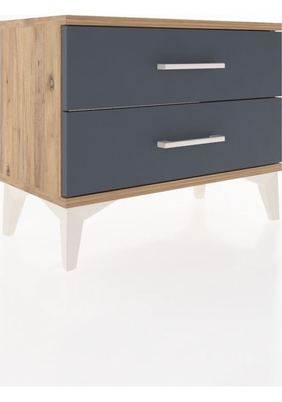 Arges Komodin 2 Çekmeceli 60x30x48 Çam-antrasit Atlas Çam