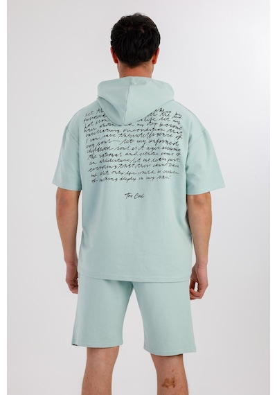 Oceano Kapüşonlu Sweatshirt & Şort Takım - Açık Yeşil Yeşil