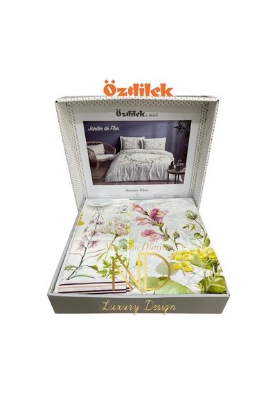 Çift Kişilik Ranforce Nevresim Takımı Jardin De Flor Beyaz