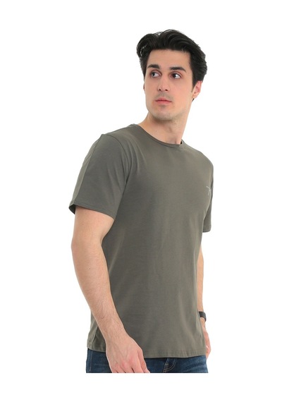 Raru Erkek %100 Pamuk T-Shirt Gravıs Haki (541475170) Çok Renkli