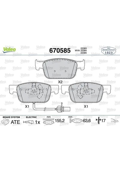 Valeo 670585 On Fren Balatasi 8w0698151aa 8w0698151ab 8w0698151af