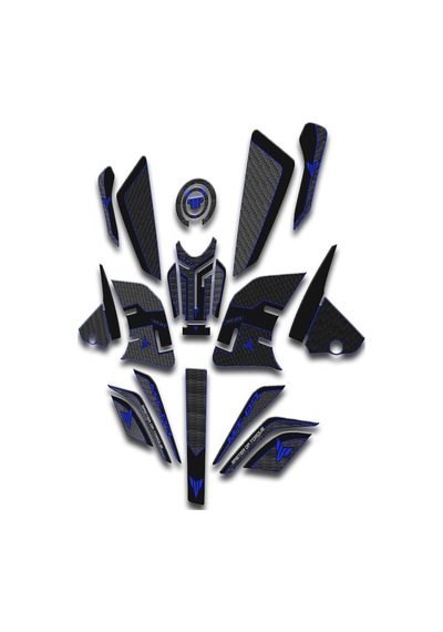 Hades Yamaha Mt-07 2021-2024 Uyumlu Tank Pad Seti Karbon Mavi Siyah