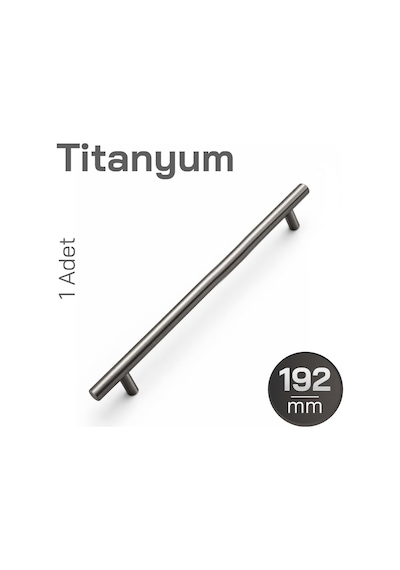 10 Adet Titanyum Renk 192mm 19,2cm Metal Mobilya Mutfak Dolap Çekmece Dolabı Kulbu Kulpu Kulpları