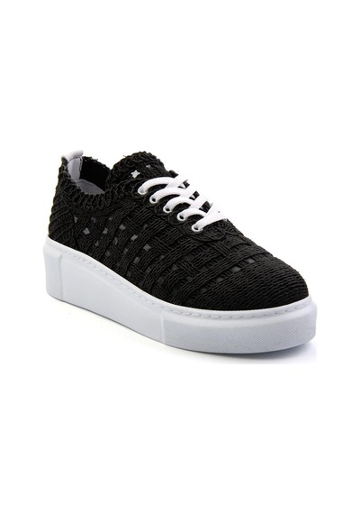 Bambi Siyah Hakiki Deri Kadın Sneaker K01303018616 Siyah