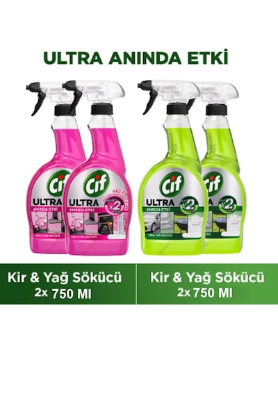 Cif Ultra Sakura 750 Ml+ Anında Etki Kir Yağ Çözücü 750 Ml X 2 Ad