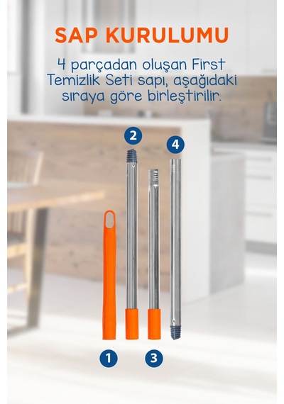 First Pratik Sıkmalı Paspas Seti Yüksek Emici Şerit Mop Ve Kova