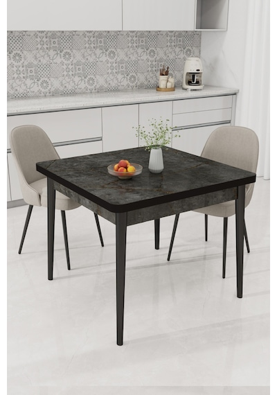 Renlife Küçük Mutfak Yemek Masası 70x70 Kare Metal Ayaklı Modern Masa Antrasit Gri Renlife Küçük Mutfak Yemek Masası 70x70 Kare Metal Ayaklı Modern Masa Antrasit Gri
