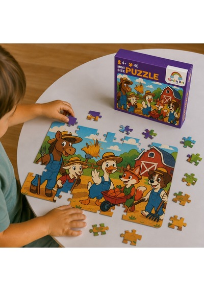 Çiftçi Hayvanlar Mini Puzzle 40 Parça 3-7 Yaş Eğitici Çocuk Puzzle Yapboz