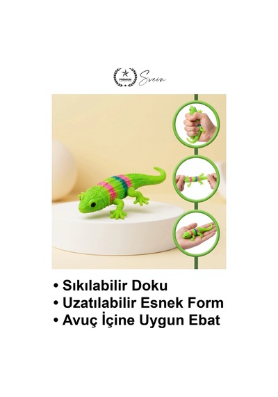 Kertenkele Kertenkele 12'li Paket Sıkmalı Stres Atma Oyuncağı Yumuşak Esnek Uzayan Tpr Silikon Çocu