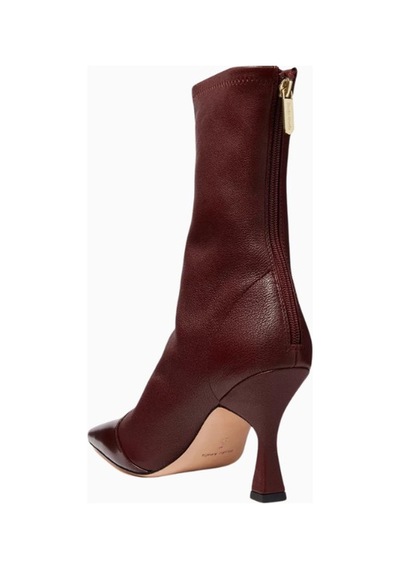 Studio Amelia Studıo Amelıa Maverick 90 Nappa Deri Kare Burun, Elastik Arkalı Victorian Topuklu Ankle Bot Bordo