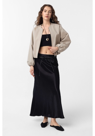 Antioch Crop Kadın Bomber Mont Bej