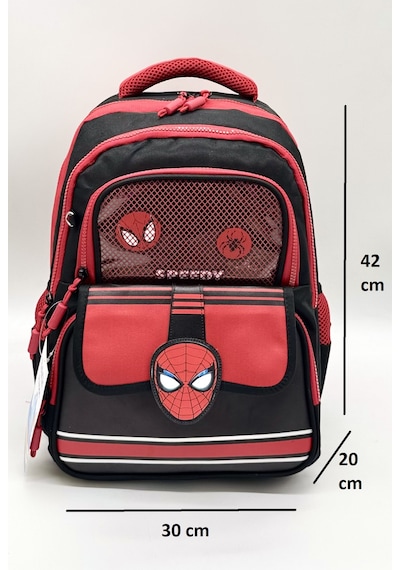 Spider Örümcek Desenli Termal Beslenmelik Ve Kalemlikli Çocuk Sırt Okul İlkokul Çantası Seti Siyah - Kırmızı