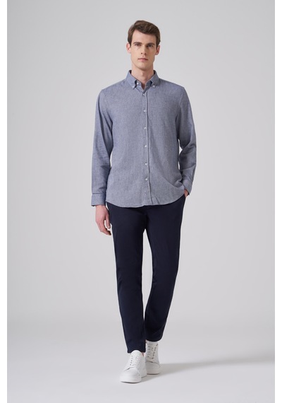 Morven Erkek Lacivert Pamuk Trend Düz Regular Fit Düğmeli Yaka Gömlek 26ms004018200 Lacivert