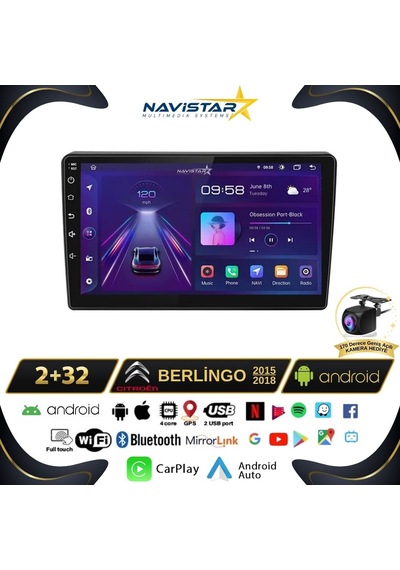 Citroen Berlingo 2015 - 2018 Model 2gb + 32gb Android 13 Kablosu