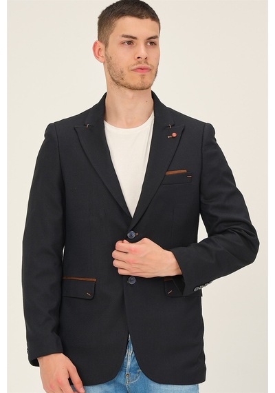 C9058 Dewberry Erkek Ceket-desenli Lacivert