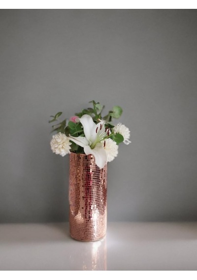 Aynalı Cam Vazo Rose Gold Çok Renkli