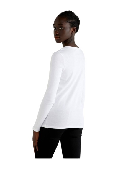 United Colors Of Benetton Kadın Bisiklet Yaka Yazılı T-shirt Beyaz