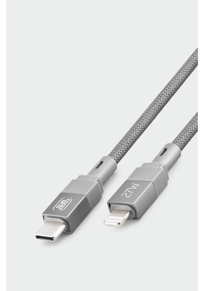 Subzero Cl175 27w Pd Type-c Lightning Metal Başlık Hasır Hızlı Şarj Data Kablosu Gri
