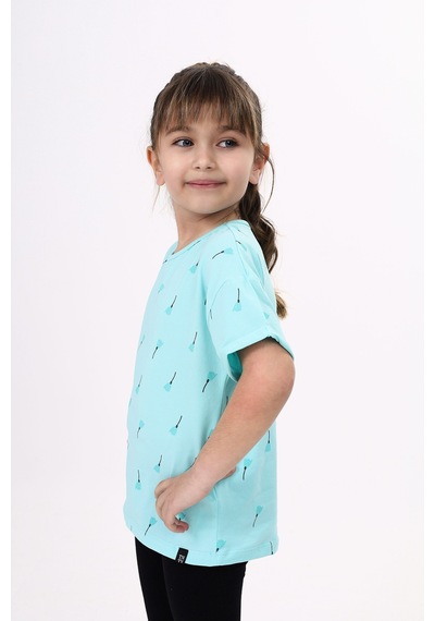 Toontoy Kids Toontoy Kız Çocuk Baskılı Tişört Mint Yeşili