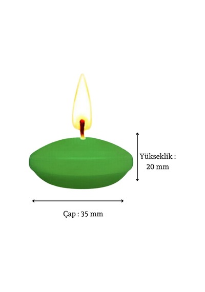 50'li Paket 3.5 Cm Yeşil Yüzen Mumlar Yeşil