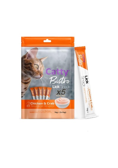Catty Bistro Tavuklu Ve Yengeçli Yetişkin Kedi Krema Ödülü 5 X 14 Gr