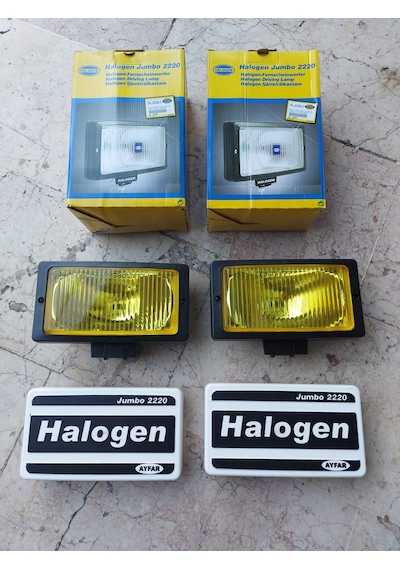 Sis Lambası Düz Çizgili Sarı Cam Halogen Kapaklı Sis Farı Ø 242x133