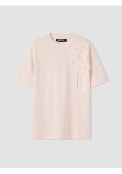 Lcw Modest Pembe Bisiklet Yaka Çiçek Aplikeli Bluz