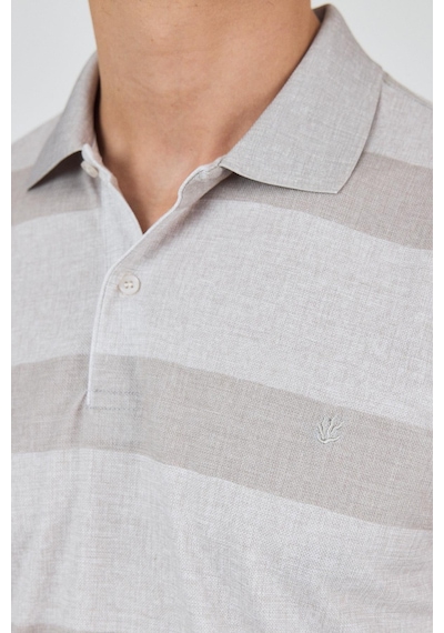 Kısa Kol Desenli Pike Polo Yaka Cepsiz Slim Fit Tişört 1011250128 Koyu Bej