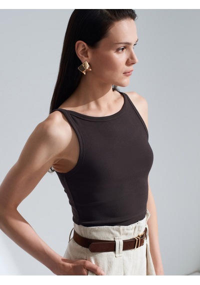 Dilvin 32774 Halter Yaka Top-koyu Kahve