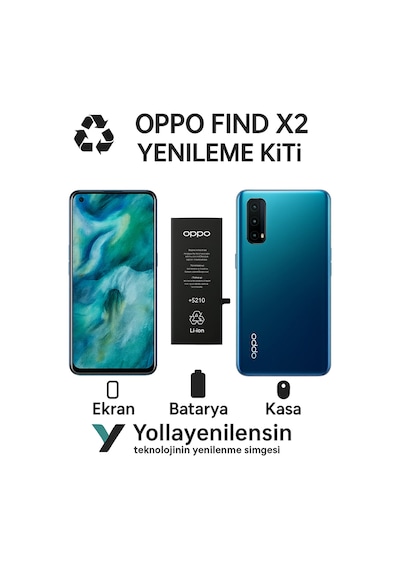 Oppo Find X2  Kiti Ekran + Batarya + Arka Kasa e Eş Değer Kalite Parçalar