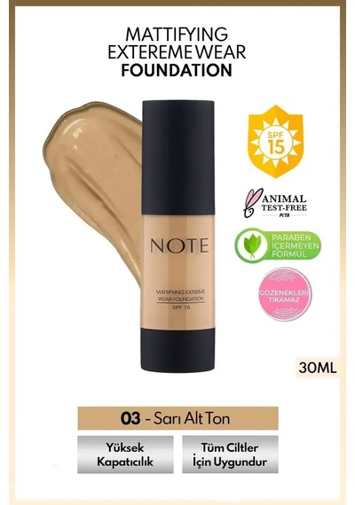 Spf 15 Mat Kapatıcı Fondöten - 03 Medium Beige Diğer