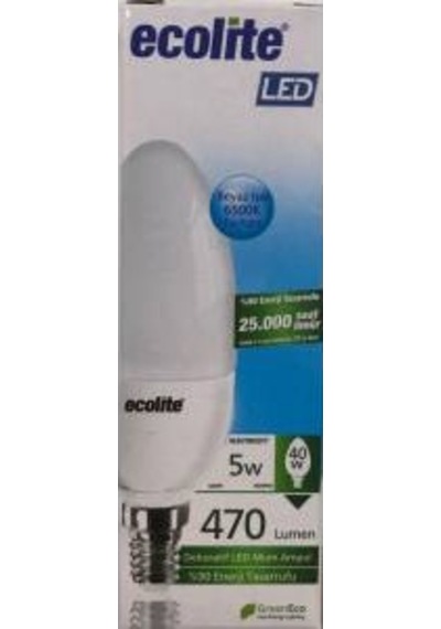 5'Li Paket E14 Led Buji Ampul 5W Beyaz Ecolite