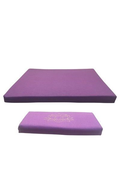 60x60 Meditasyon Minderi Seti İkili Yoga Meditasyon Minderi Lotus Çiçeği Baskılı Meditasyon Minderi Mor