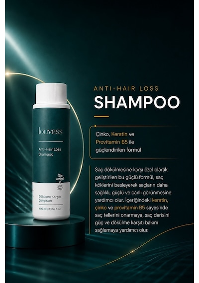 Louvess Dökülme Karşıtı Keratin Çinko ve Provitamin B5 ile Güçlendirilmiş Şampuan 400 ML