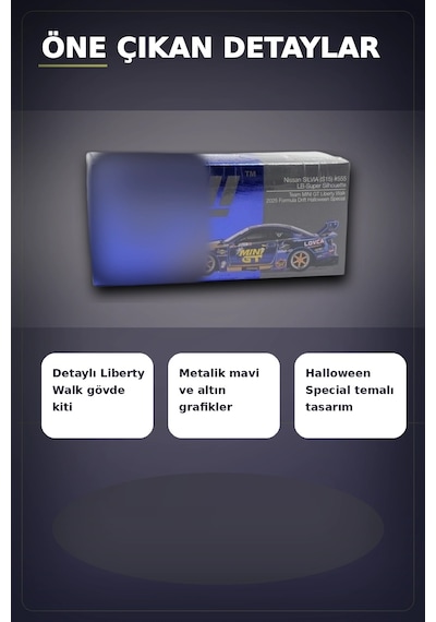 Halloween Temalı 1/64 Nissan S15 Silvia Diecast Model Araba, Koleksiyonluk Parça Bx-313404