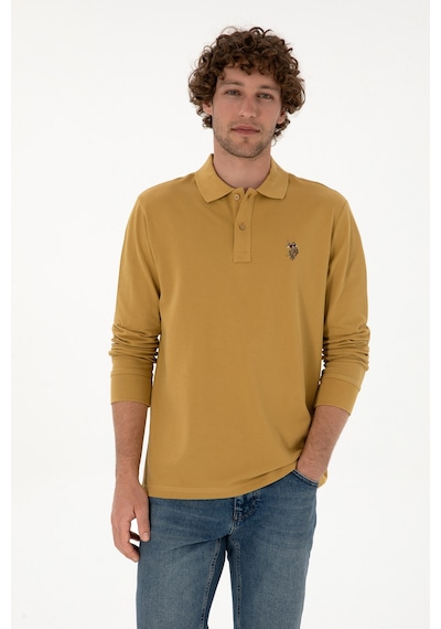 U.S. Polo Assn. Erkek Regular Fit Polo Yaka Hardal Basic Sweatshirt 50313772-VR151