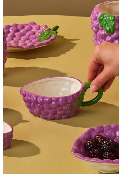 Karaca Grape Üzüm Desenli Kulplu Kase 17 Cm Mor